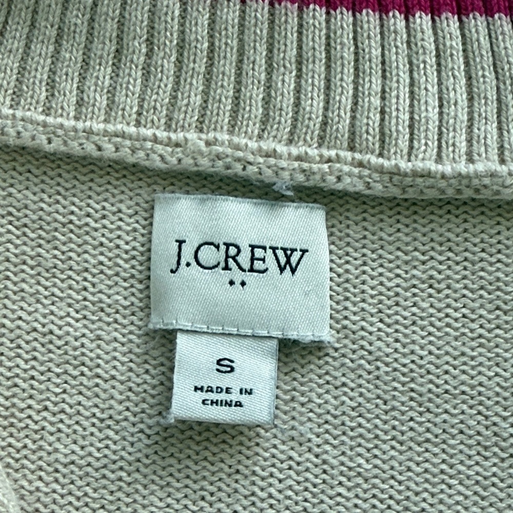 J. Crew Factory Blue Striped Half Zip Pullover Sweater Size Small Oversized - Picture 5 of 11